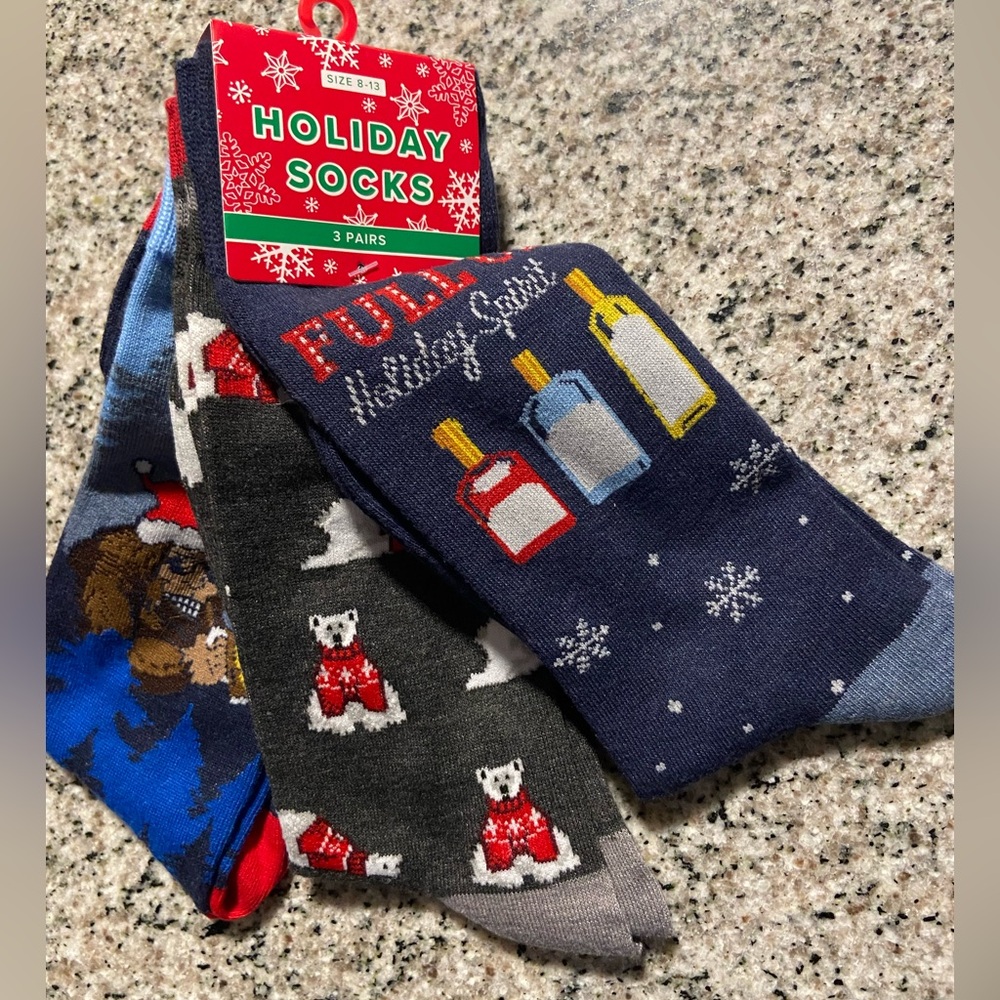 Holiday Socks 3 Pair Pack Of  Socks Size 8-13 Men’s NWT
